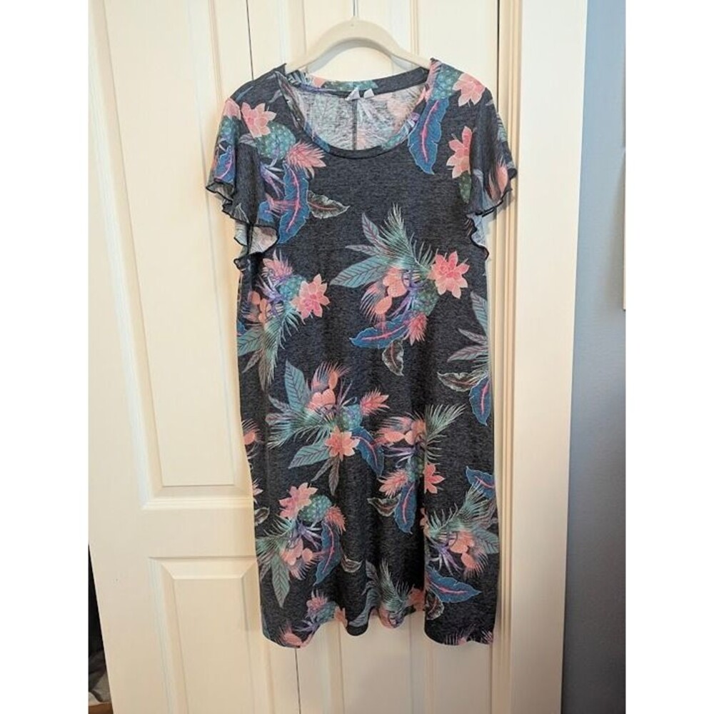 Gap knit linen blend floral nap House beach dress T-shirt Large TALL